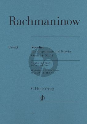 Rachmaninoff Vocalise Op.34 No.14 for High Voice and Piano (edited by Dominik Rahmer) (Henle-Urtext)