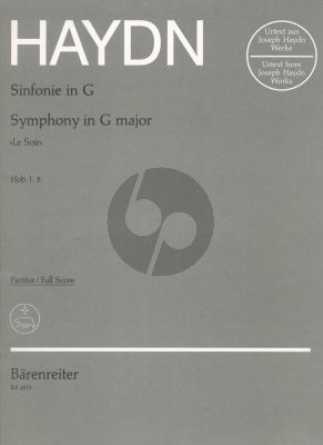 Haydn Symphonie nr.8 G-Maj. HobI:8 "Le Soir" Orchestra with 2 Violino Concertato Fullscore (Edited by Jurgen Braun and Sonja Gerlach) (Barenreiter-Urtext)