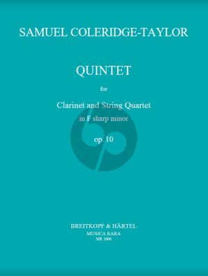 Coleridge-Talor Quintet F-sharp minor Op.10 Clarinet in A and Strings Set of Parts