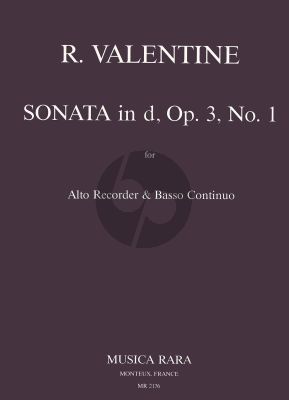 Valentine Sonata d minor Op. 3 No.1 Treble Recorder and Bc (Cecil Hill)