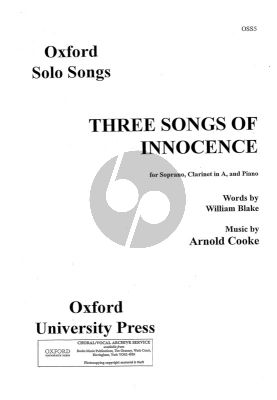 Cooke 3 Songs of Innocence for Soprano Voice-Clarinet in A and Piano