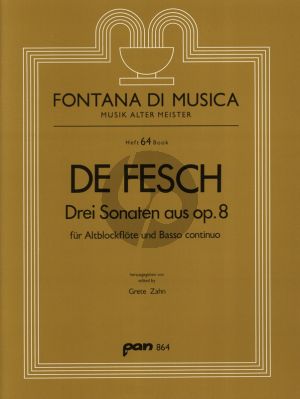 Fesch 3 Sonaten aus Op.8 Altblockflote und Bc