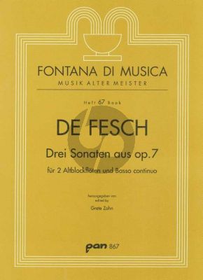 Fesch 3 Sonaten aus Op.7 2 Altblockflöten-Bc (Grete Zahn)