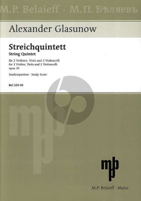 Glazunov Quintet Op. 39 Strings (Study Score)