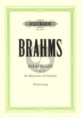 Brahms Rhapsodie c-moll Op.53 Alto solo-Mannerchor- Orchester (Fragment aus Goethes Harzreise im Winter) (Klavierauszug)