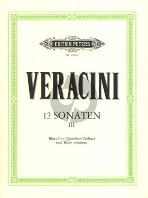 Veracini 12 Sonaten Vol.3 (No.7-9) Alblockflote [Flote/Violine] und Bc (Herausgegeben von Walter Kolneder)