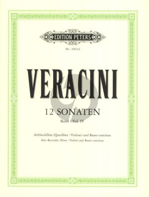 Veracini 12 Sonaten Vol.4 (No.10-12) Alblockflote [Flote/Violine] und Bc (Herausgegeben von Walter Kolneder)