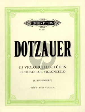 Dotzauer Etuden Vol.3 Nos.63 - 85 fur Violoncello (Herausgeben von Klingenberg) (Peters)