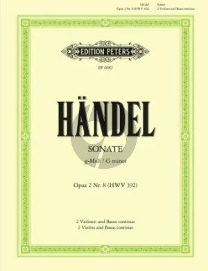 Handel Sonate g-minor Op.2 No.8 HWV 392 2 Violoncellos and Bc (edited by Heinz Beyer) (Peters)