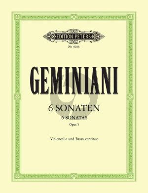 Geminiani 6 Sonaten Op.5 Violoncello und Bc (Kolneder-Schultz) (Peters)