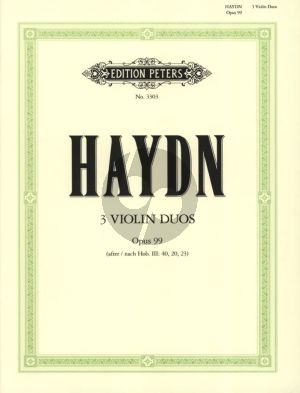 Haydn  3 Duette Op.99 nach Hob.III: 40 - 20 - 23 fur 2 Violinen (Stimmen) (Herausgeber Hans Sitt)