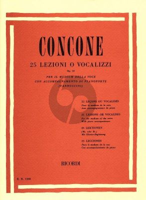 Concone 25 Lessons or Vocalises Op.10 Medium Voice