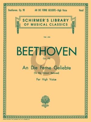 Beethoven An die Ferne Geliebte - To the Distant Beloved Op.98 for High Voice and Piano (German/English) (Krehbiel)