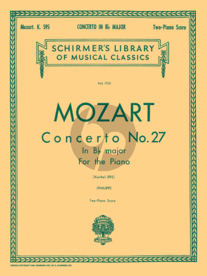 Concerto No.27 B-flat Major KV 595 reduction 2 Pianos Edited by I Philipp