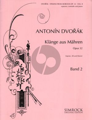 Dvorak Strains of Moravia (Klange aus Mahren) Op.32 Vol.2 for 2 Voices-Piano (Deutsch/Englisch/Tsjechisch)