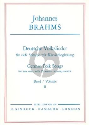 Brahms Deutsche Volkslieder Vol. 2 for Low Voice and Piano (German/English)