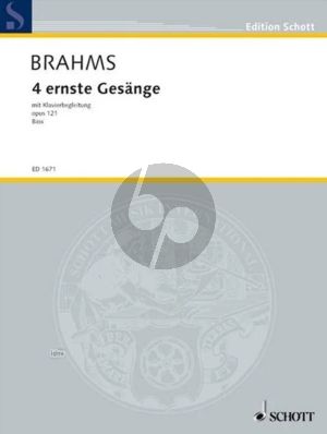 Brahms 4 Ernste Gesange op.121 for Bass Voice and Piano