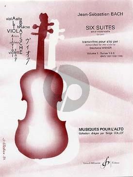 Bach 6 Suites Vol.1 (BWV 1007-1008-1009) (original pour Violoncelle transcrites pour Alto par Stephane Wiener)