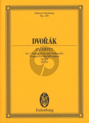 Dvorak Streichquartett Eb Major Opus 51 B92 Study Score