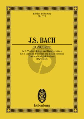 Bach Concerto d-minor BWV 1043 2 Violins-Strings-Bc Study Score (edited by Richard Clarke)