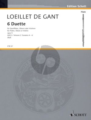 Loeillet 6 Duets Op.5 Vol.2 (No.4 - 3 - 6) for 2 Flutes (or Oboes/Violins) (Herausgeber Hugo Ruf) (Grade 3)