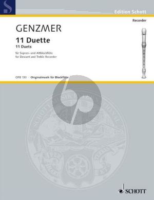 Genzmer 11 Duette GeWV 276 Sopran- und Altblockflöte (sehr leicht)