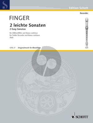 Finger 2 leichte Sonaten Altblockflöte (Flöte / Oboe / Violine) und Bc (Hugo Ruf)