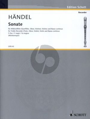 Handel Sonate No.2 No.4 F-major HWV 389 fur Altblockflote [oder Flote/Oboe/Violine], Violine und Bc (Score/Parts) (Herausgeber Helmut Monkemeyer)