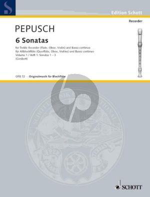 Pepusch 6 Sonaten Vol.1 (Nos.1-3) Treble Rec.[Fl./Ob./Vi.]-Bc (Giesbert)