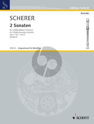 Scherer 2 Sonatas Op.1 and Op.2 3 Treble Recorders (or Violins) (Playing Score) (edited by Franz Julius Giesbert)