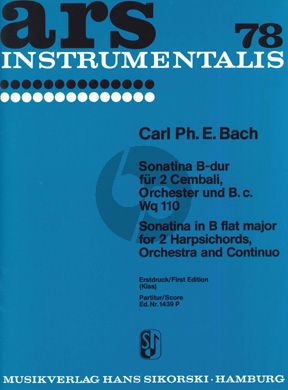 Bach Sonatine B-dur 2 Cembali-Orchester-Bc Partitur (Georges Kiss)