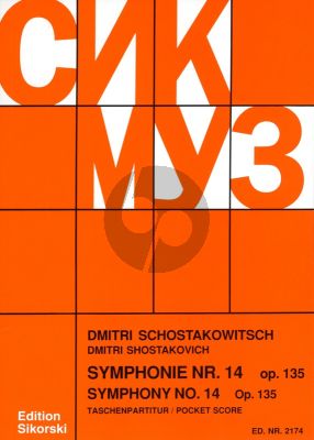 Shostakovich Symphony No.14 Op.135 for 2 Voices (SB), Stringorchestra and Percussion Study Score (Sikorski)