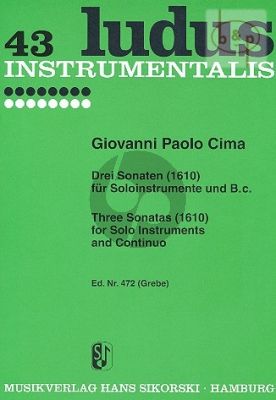 Cima 3 Sonaten (1610) Solo Instrument-Bc (edited by Karl Grebe)