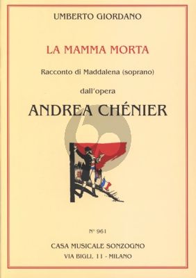 Giordani La Mamma Morta Aria de Maddalena from Andrea Chenier for Soprano Voice and Piano