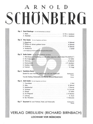Schoenberg 4 Lieder Op.2 No.1 Erwartung fur Hohe Stimme und Klavier (Herausgeber Richard Dehmel)