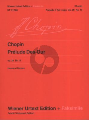 Chopin Prélude Des-dur Op.28 No.15 fur Klavier (Hansen-Demus) (Wiener-Urtext with Facsimile)