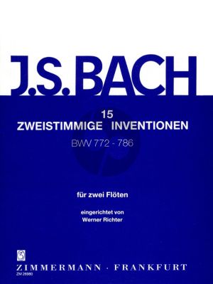 Bach 15 2 Part Inventions BWV 772 - 786 for 2 Flutes (edited by Werner Richter)