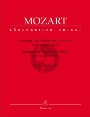 Mozart Spate Wiener Sonaten KV 454 - 481 - 526 - 547 Violine und Klavier (Eduard Reeser) (Barenreiter-Urtext)