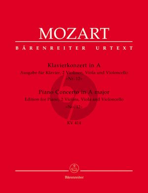 Mozart Piano Concerto A-major KV 414 (No.12) Piano, 2 Violins, Viola and Violoncello (Score/Parts)