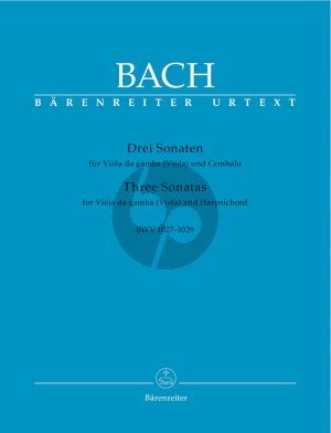 Bach 3 Sonaten (BWV 1027 - 1029) (edited by Hans Eppstein) (Barenreiter-Urtext)