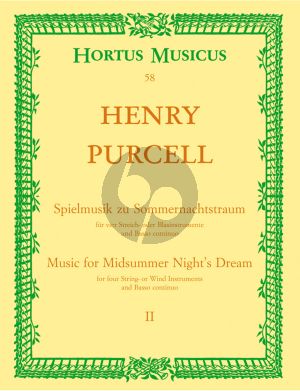 Purcell Spielmusik zum Sommernachtstraum Vol. 2 Streicher und Bc Partitur (Bühnenmusik aus "Fairy Queen") (Hilmar Höckner)