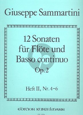 Sammartini 12 Sonaten Op.2 Vol.2 (No.4 - 6) Flöte-Bc (Istvan Mariassy)