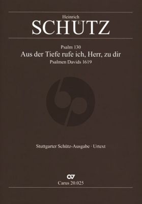 Schutz Psalm 130 Aus der Tiefe rufe ich SWV 25 SATB/SATB und Basso continuo Partitur (Aus Psalmen Davids)