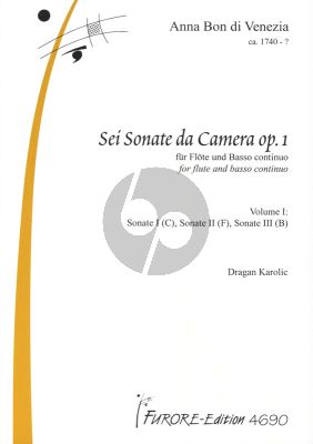 Bon Di Venezia 6 Sonate da Camera Op.1 Vol.1 No.1 - 3 For Flute and Bc (Edited by Dragan Karolic)