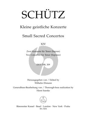 Schutz Kleine Geistliche Konzerte Vol. 14 Tenor- und Sopran solo mit Bc (Wilhelm Ehmann)
