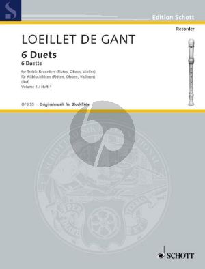 Loeillet 6 Duets Vol.1 (No.1-3) (2 Treble Rec.) (edited by Hugo Ruf)