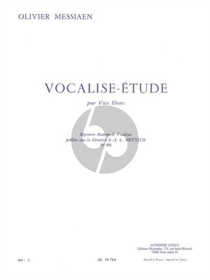 Messiaen Vocalise Etude pour Voix Elevees
