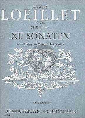 LOeillet 12 Sonaten Op.4 Vol.1 (No.1-3) Altblockflöte[Oboe/Violine]-Bc (Walter Kolneder)