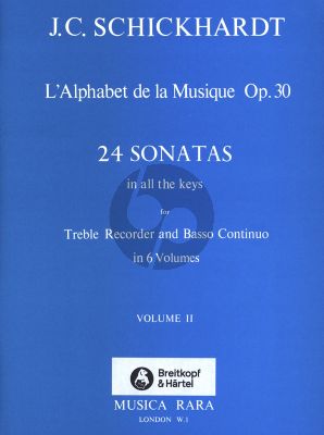 Schickhardt L'Alphabet de La Musique Op.30 - 24 Sonatas Vol.2 No.5-8 Treble Recorder and Bc (Edited by Paul J. Everett)