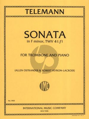 Telemann Sonata F minor, TWV 41:f1 for Trombone and Piano (Edited by Allen Ostrander and Robert Veyron-Lacroix)